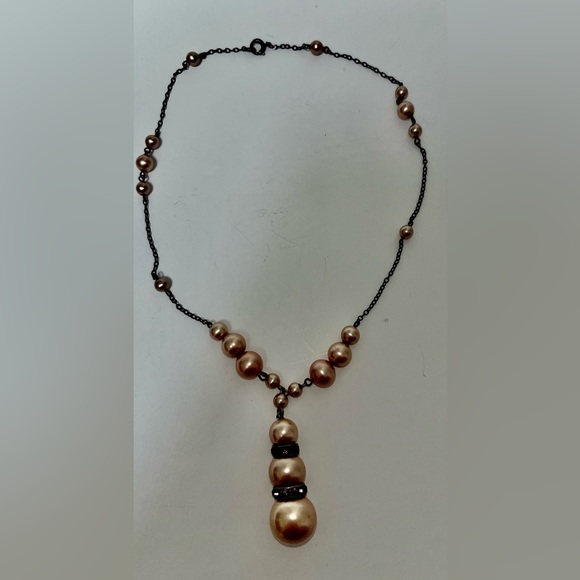 Vintage pinky/beige pearl necklace. 15 inch choker necklace. - Picture 6 of 7